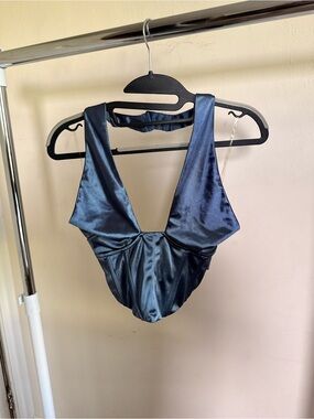Better Be Satin-Look Blue Crop Top